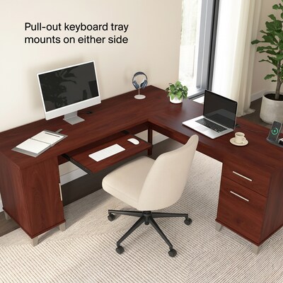 Bush Home Somerset 72" W L Shaped Office Desk with Storage, Hansen Cherry (WC81710K)