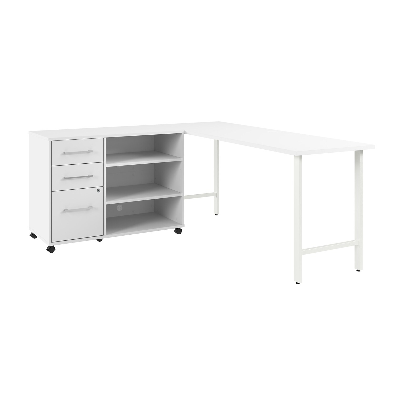 Bush Business Furniture Hustle 72W Computer Desk and Storage Cabinet with Drawers and Shelves, White (HUS008WH)
