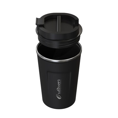 Outdoors Professional Stainless Steel Double-Walled Vacuum Insulated Coffee Cup, 12.8 oz., Black (OUTD9416)