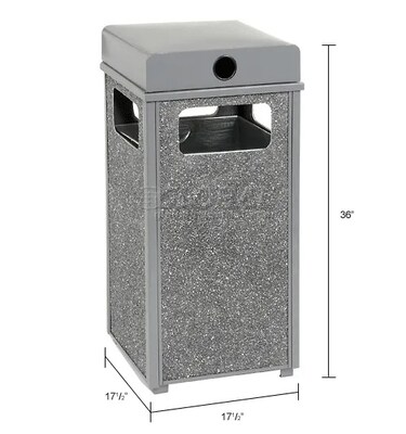 Global Industrial Stone Panel Trash Weather Urn, 24 Gallon Capacity, 17-1/2"W x 17-1/2"D x 36"H, Gray (238241GY)