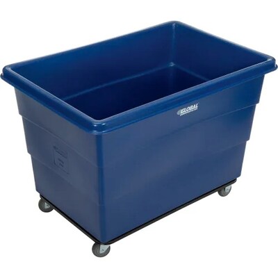Global Industrial Plastic Bulk Box Truck, 20 Bushel, Steel Chassis Base, Blue (800316)
