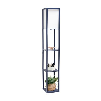 Creekwood Home Classix 62.5" Floor Lamp with Rectangular Shade, Navy Blue (CWF-3007-NV-LB)