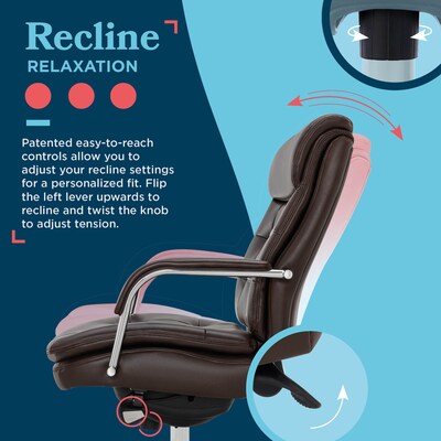 La-Z-Boy Sonata Ergonomic Bonded Leather Swivel Executive Chair, Dark Brown and Chrome (CCHR10014E)