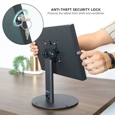 Mount-It! Anti-Theft Tablet Countertop Stand for Samsung Adjustable Desktop Stand, Black (MI-3885B)