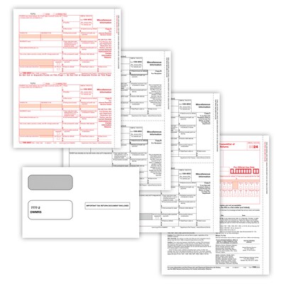ComplyRight TaxRight 2024 1099-MISC Tax Form Tax Form Set with Envelopes, 4-Part, 50/Pack (SC6103E)