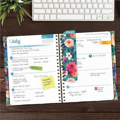 2026-2027 Excello Brands 8.5 x 11 Academic Weekly & Monthly Planner, Paperboard Cover, Teal Floral (FSHN-AY26-8511-17)