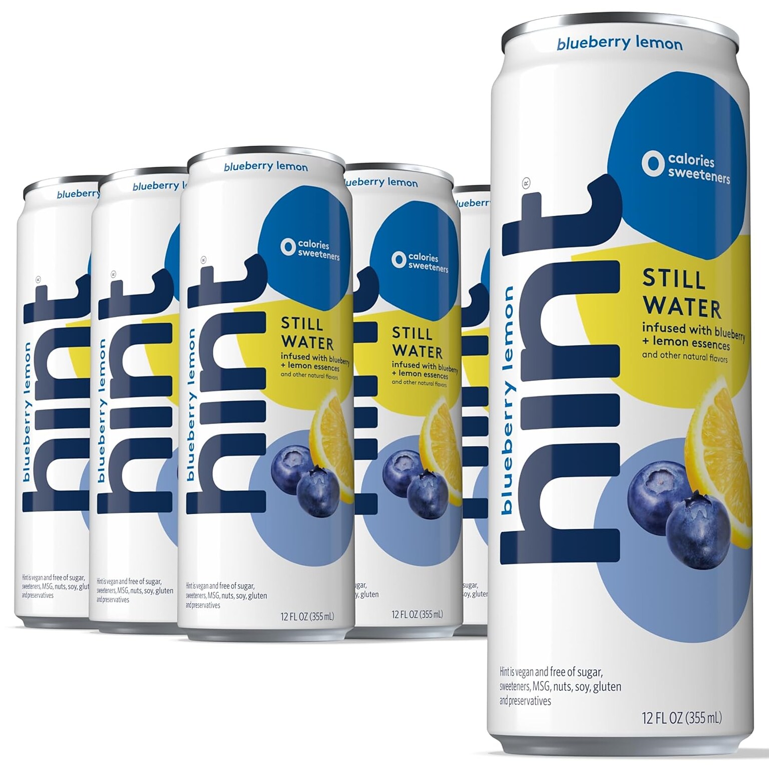 Hint Blueberry Lemon Flavored Purified Water, 12 fl. oz., 24 Cans/Carton (HNT02228)