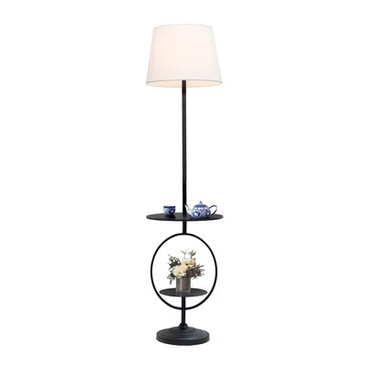 Lalia Home 61.4" Modern Elegance Floor Lamp with Built-In Side Table, Black (LHF-5057-BK)