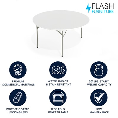 Flash Furniture Kathryn Folding Table, 60" x 60", Granite White (RB60R)