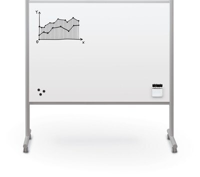 MooreCo Inklud Double Sided Magnetic Mobile Dry Erase Whiteboard, 46"H x 68"W (59081)