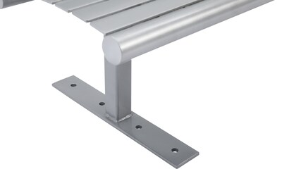 Alpine Industries 4' Galvanized Steel Park Bench with Curved Intermediate Armrest, Silver (ALP4250-4)