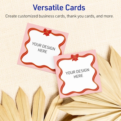 Avery Gold-Pink Bow Matte Blank Card, White, 120/Pack (S00-FFH)