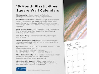 2024-2025 Plato NASA Explore the Universe 12" x 12" Academic & Calendar Monthly Wall Calendar (9781975481353)