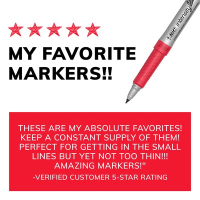 BIC Intensity Permanent Markers, Ultra Fine Tip, Black, 12/Pack (GPMU11BK)