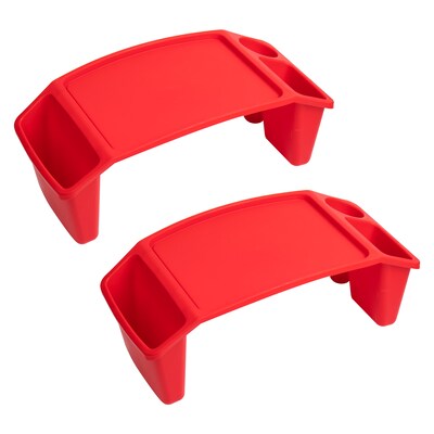 Mind Reader 10.75" x 22.25" Plastic Kids' Lap Desk Activity Tray, Red, 2/Pack (2KIDLAP-RED)