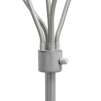 Simple Designs 67" Silver Metal Medusa Floor Lamp with 5 Adjustable White Cone Shades (LF2006-SVW)