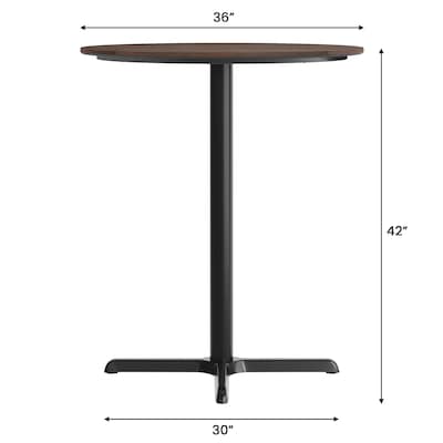 Flash Furniture Acadia 36" Round Wooden Dining Table with X-Base, Dark Brown/Black Base (STRD36WBRT3030B)