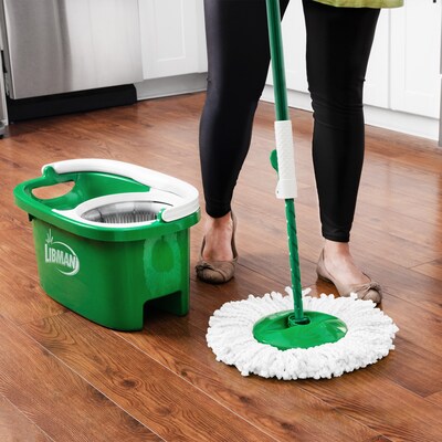 Libman Tornado Microfiber Spin Mop Head, Green/White, 4/Carton (1284004)