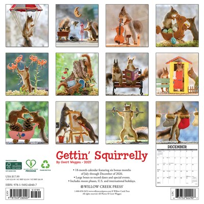 2027 Willow Creek Gettin Squirrelly 12 x 12 Monthly Wall Calendar, Assorted Colors (60407)