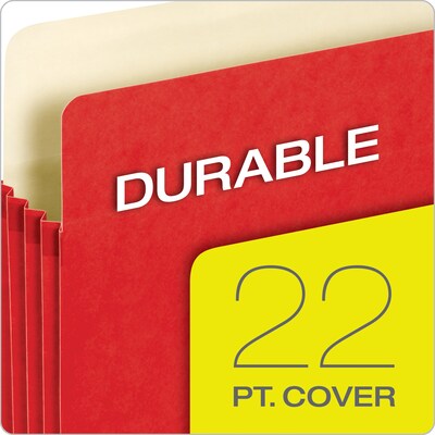 Pendaflex Reinforced File Pocket, 3 1/2" Expansion, Legal Size, Red (1526E RED)