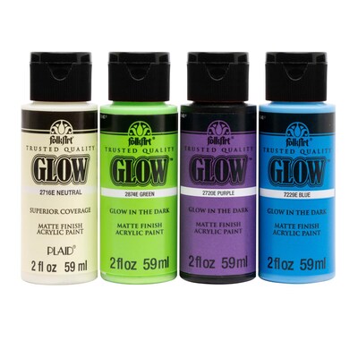 FolkArt Acrylic Paint Set, 2oz., Neon & Glow In The Dark, 8/Set (FLKPROMOFAGLOW8)