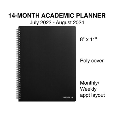 2023-2024 Staples 8 x 11 Academic Weekly & Monthly Appointment Book, Black (ST25499-23)