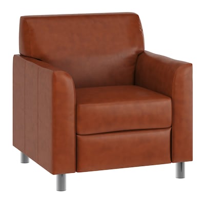 Flash Furniture Hercules Diplomat LeatherSoft Reception Chair, Cognac/Chrome Legs (BT8271CGCHR)