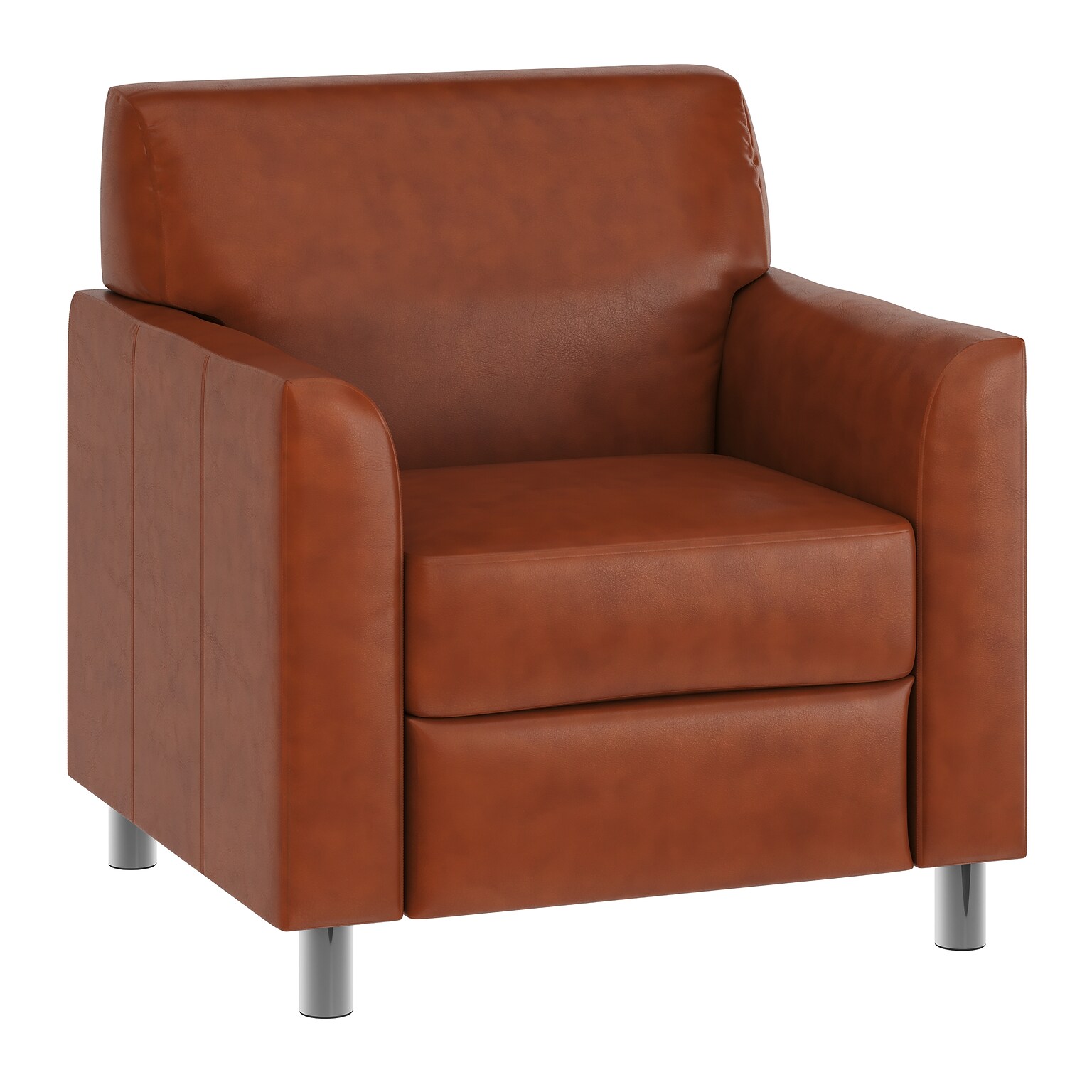 Flash Furniture Hercules Diplomat LeatherSoft Reception Chair, Cognac/Chrome Legs (BT8271CGCHR)