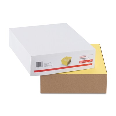 Staples® Reinforced File Folders, 1/3 Cut Tab, Letter Size, Yellow, 100/Box (TR508903)
