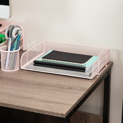 Mind Reader Metal Side Loading Stackable Letter Tray, Pink (DSTACK4-PNK)