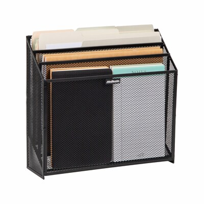 Mind Reader Metal Vertical Desktop Organizer Letter Tray, Black (LETDIV-BLK)