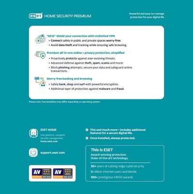 ESET Home Security Premium 2025 for 3 Users, Windows and Mac, Download (RTL-EHSP-N1-3-1-XLS)