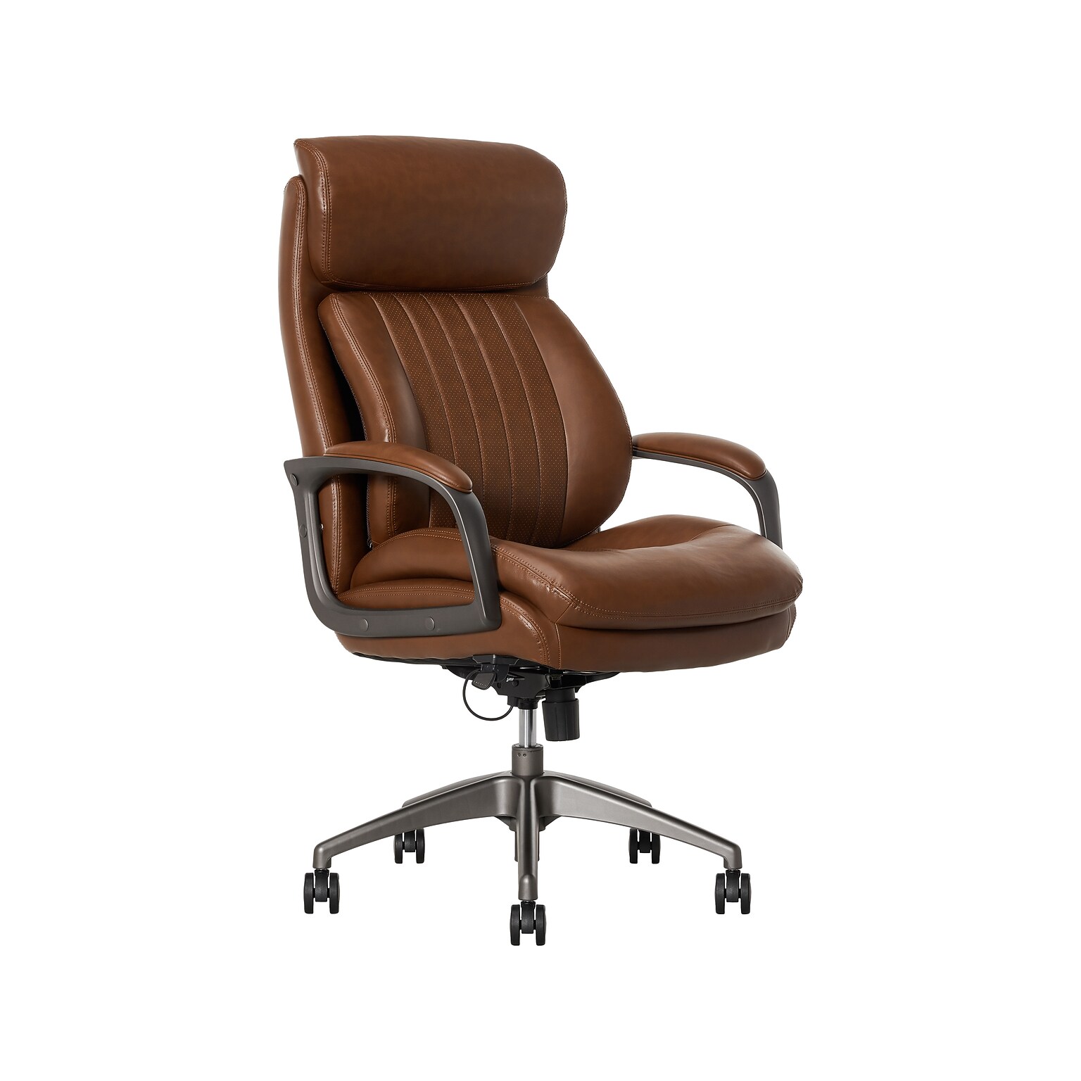 La-Z-Boy Nova Ergonomic Polyurethane Swivel Executive Chair, Cognac (52372-CBRN)