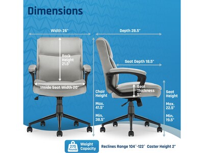 Click365 Transform 2.0 Ergonomic Fabric Swivel Desk Chair, Gray (CCHR10007D)