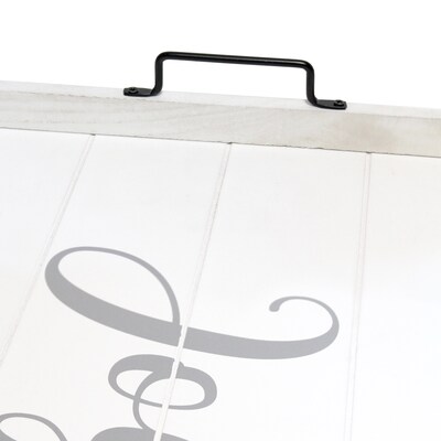 Elegant Designs "Joy" Decorative Wood Serving Tray w/ Handles, 15.50" x 12", White Wash (HG2000-WJY)