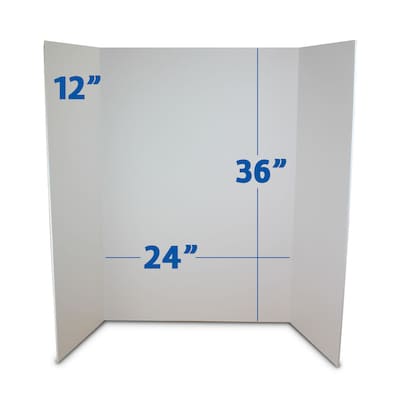 Flipside Tri-Fold Presentation Board, 48" x 36", Corrugated, White, 3/Pack (30048-3)