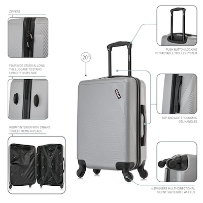 DUKAP Discovery 21.65" Hardside Suitcase, 4-Wheeled Spinner, TSA Checkpoint Friendly, Silver (DKDIS00S-SIL)