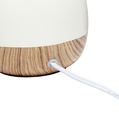 Simple Designs Petite Mid Century Table Lamp, Light Wood and White (LT2078-LWW)
