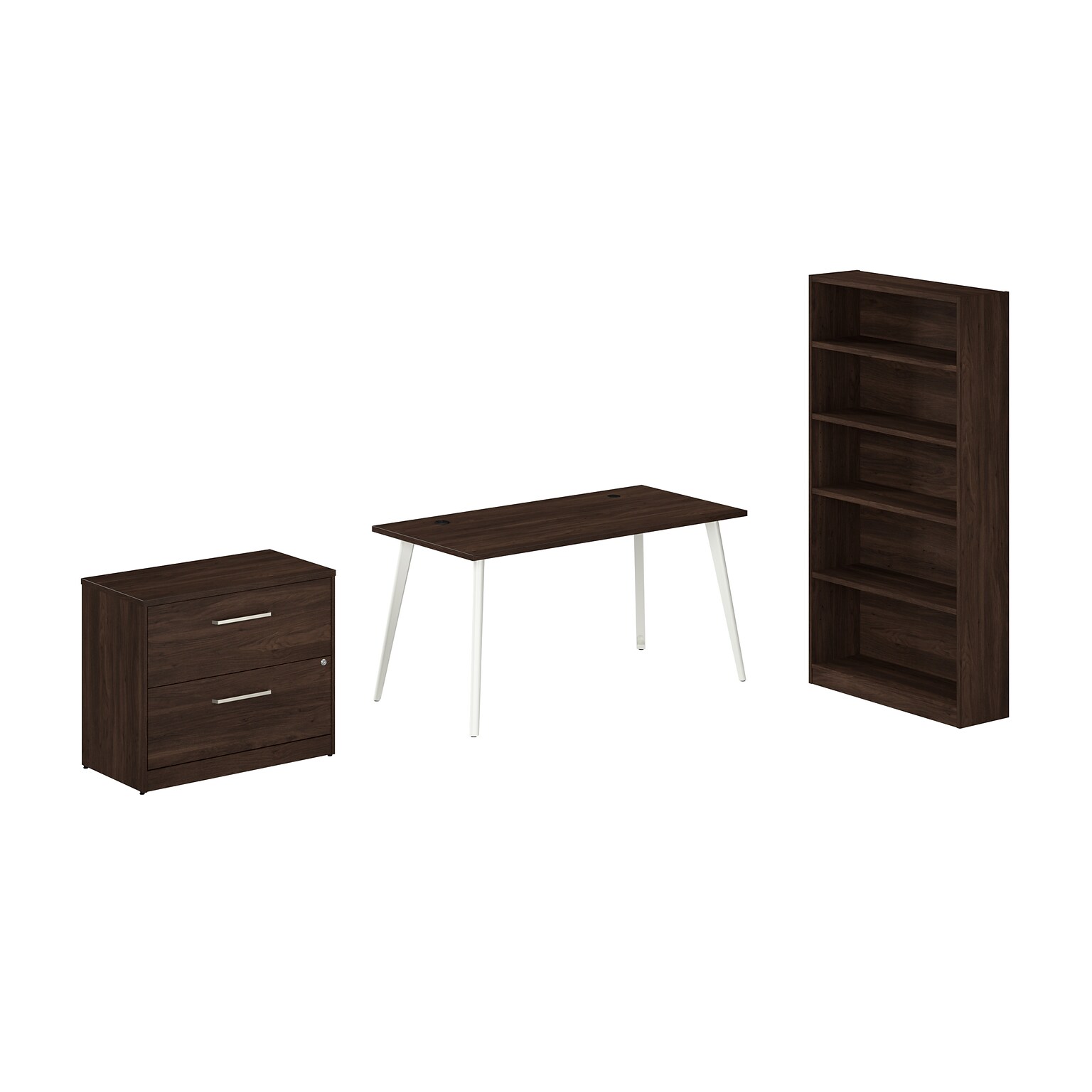 Bush Business Furniture Vista 60W Desk with Lateral File Cabinet and Bookcase, Black Walnut (VST012BWSU)