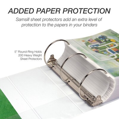 Samsill Earth's Choice Plant-Based Durable 5" View Binders, 3-Ring , Made in USA, White (18907)