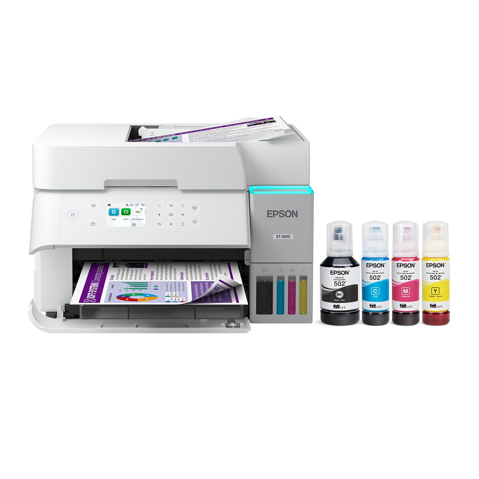Epson EcoTank ET-3950 Wireless All-in-One Color Supertank Printer – White