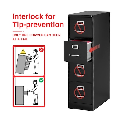 Quill Brand® 4 File Drawers Vertical File Cabinet, Locking, Black, Letter, 26.5D (13444D)