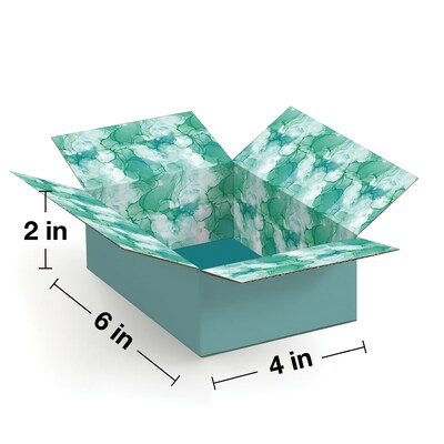 6" x 4" x 2" Decorative Watercolor Shipping Box, Small Gift Packaging, 200# Mullen Rated, 2/Pack (2024053)