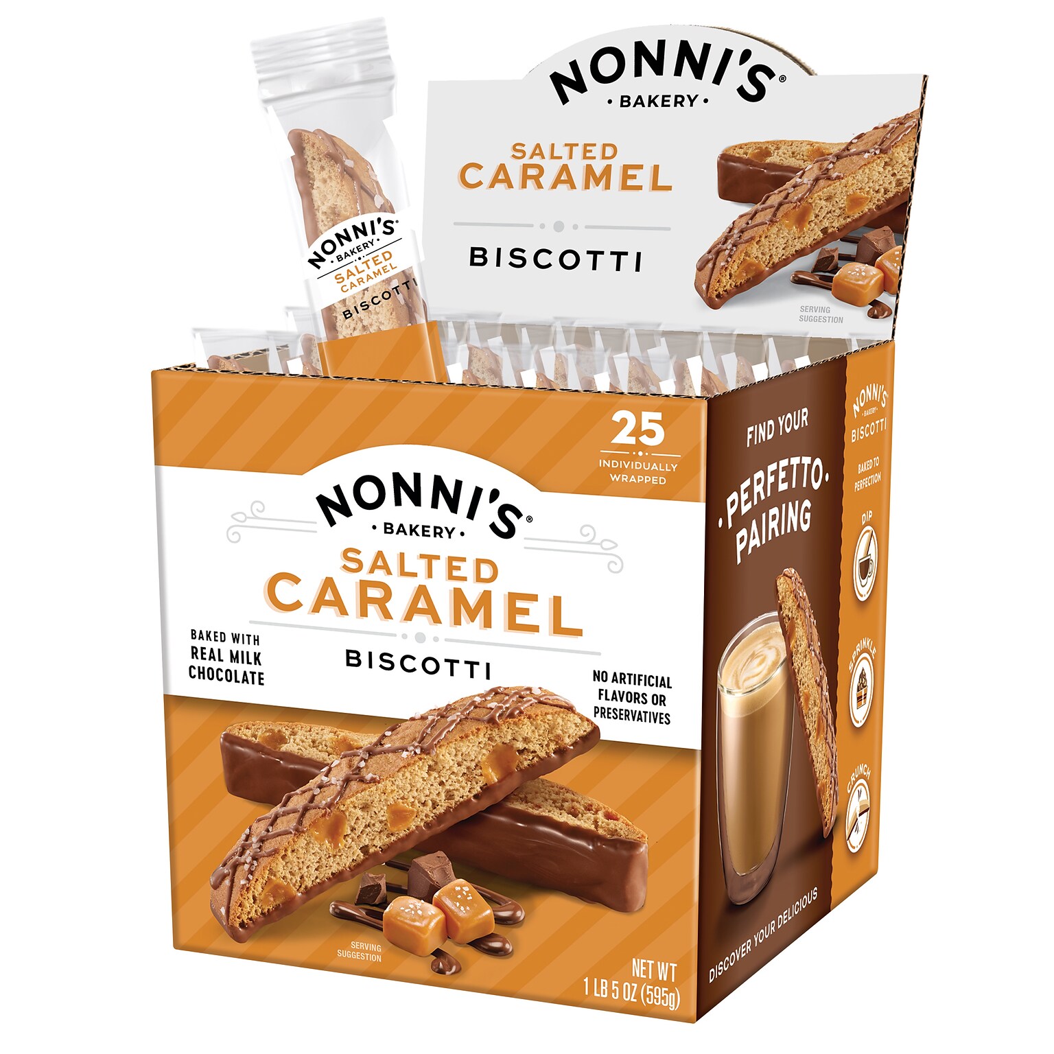 Nonni’s Salted Caramel Italian Biscotti Cookies, 5 oz., 25 Cookies/Box (NSD97670)