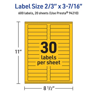 Avery Hemp Square Laser/Inkjet Multipurpose Labels, 2-3/4" x 2-3/4", Off-White (120/Pack)