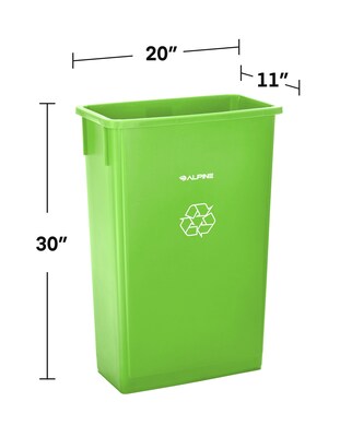 Alpine Industries Polypropylene Recycling Bin, 23 Gallon, Lime Green , 3/Pack (ALP477-LGRN-3)