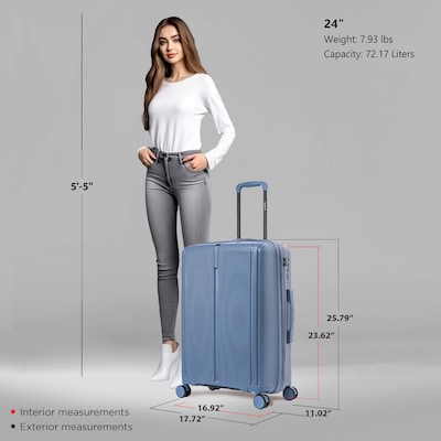 DUKAP Airley 25.79" Hardside Suitcase, 4-Wheeled Spinner, TSA Checkpoint Friendly, Blue (DKAIR00M-BLU)