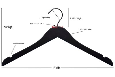 Nahanco 17" Wood Flat Top Hanger, Natural, 100/Carton (20017)