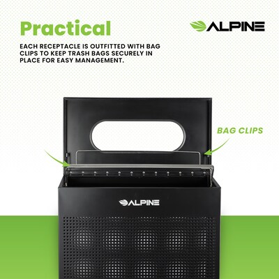 Alpine Industries Stainless Steel Trash Can, 23 Gallon, Black (ALP438-23-BLK-MK)