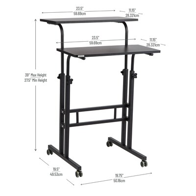 Mind Reader 27.5"- 39" Mobile Adjustable Sit/Stand Desk, Black (SDROLLXL-BLK)